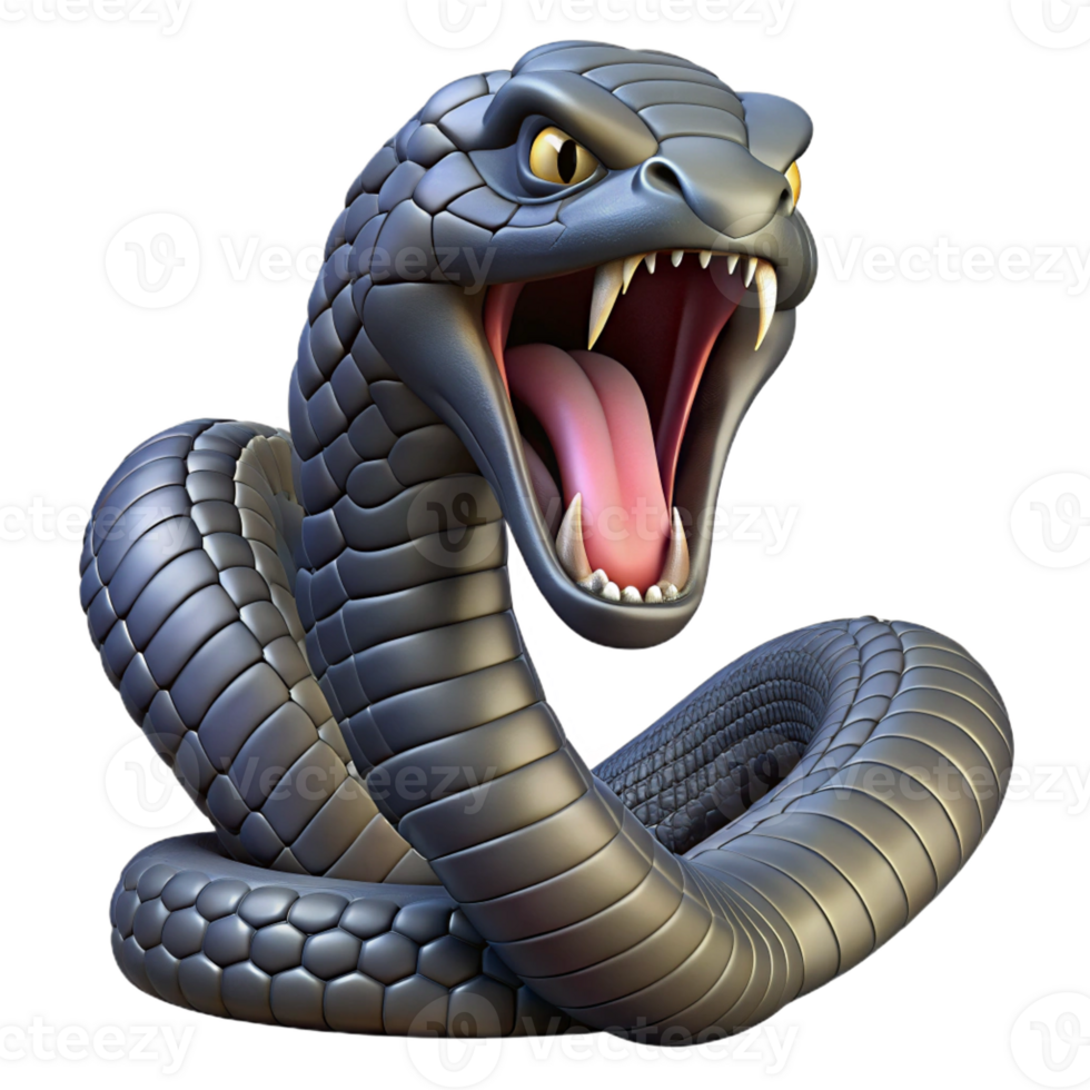 beautiful artistic A hissing cobra, menacing pose, detailed scales, original png