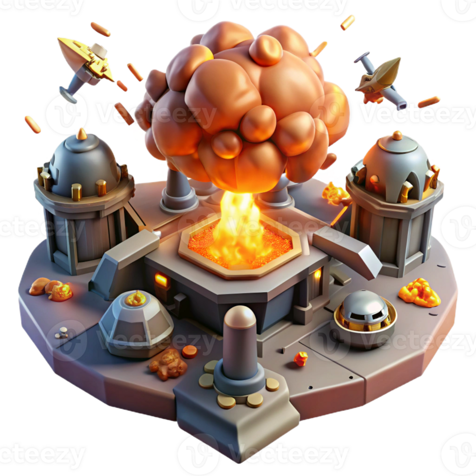 serene minimalist A futuristic war scene, chaotic and destructive, fiery and explosive professional png