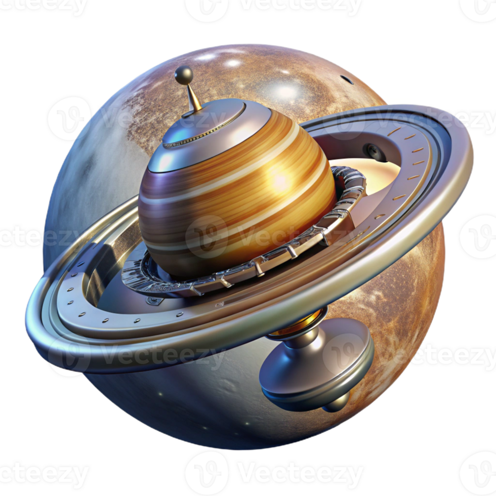 beautiful modern A space station orbiting a gas giant, metallic and functional design, dramatic backlighting, science fiction style professional png