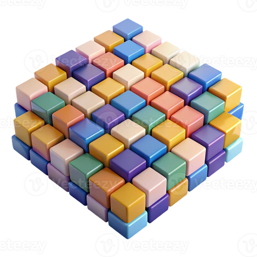 stunning vintage A field of pixelated, multi-colored squares arranged in a chaotic, non-repeating pattern, illuminated by a bright, flat light professional png