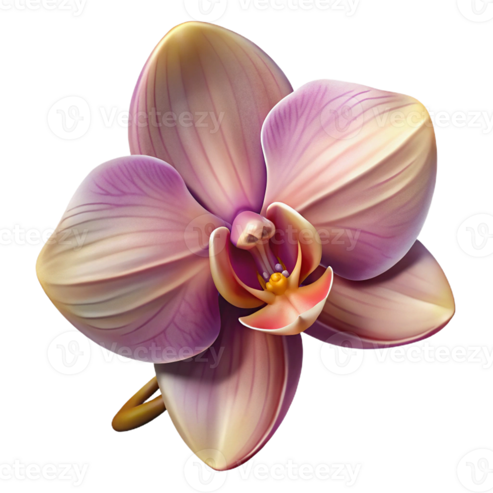 dramatic contemporary A close-up of a blooming orchid, intricate details, exotic flower photography original png