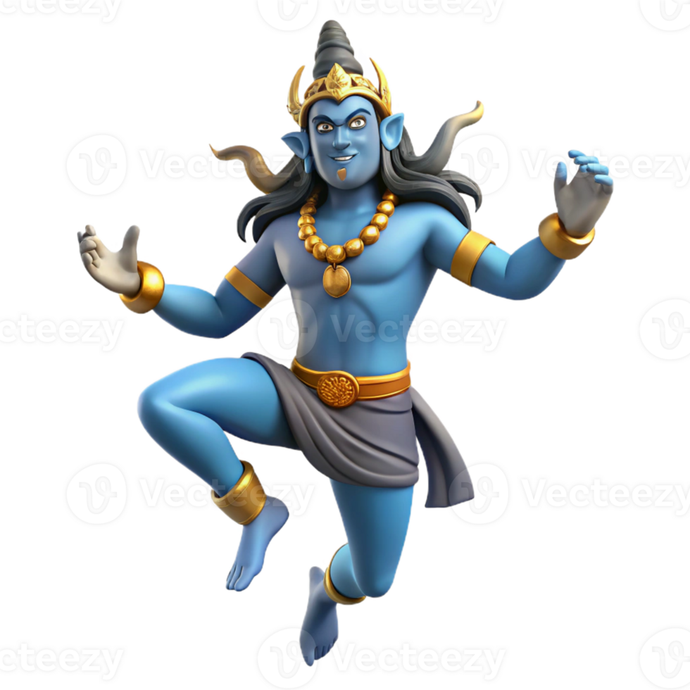 impressive artistic A cosmic Shiva, the destroyer god, performing the Tandava dance, dynamic and energetic style high quality png