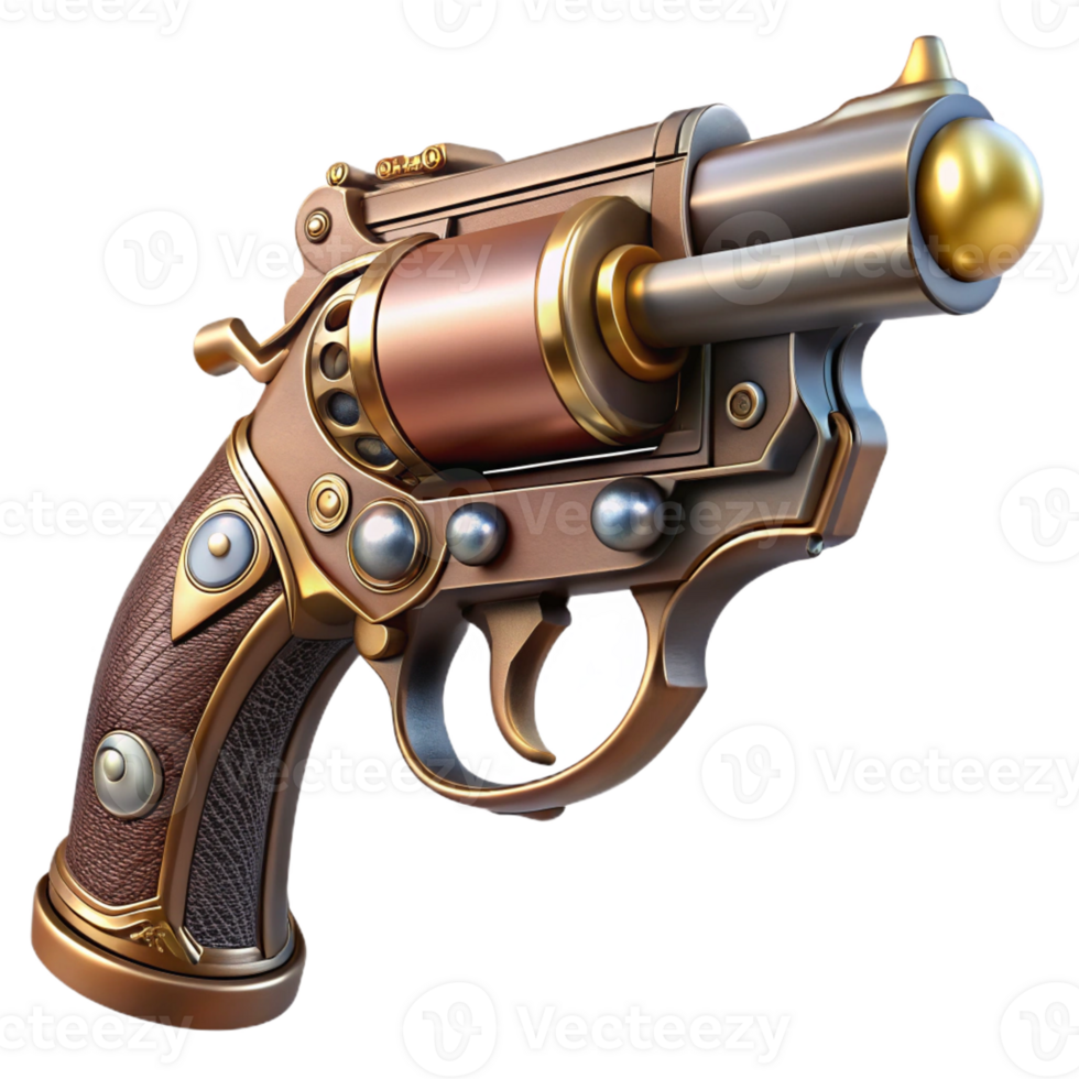 serene abstract A sleek steampunk pistol with intricate engravings and a pearl handle, lying on a mahogany table, sharp lighting, film noir style 4K png