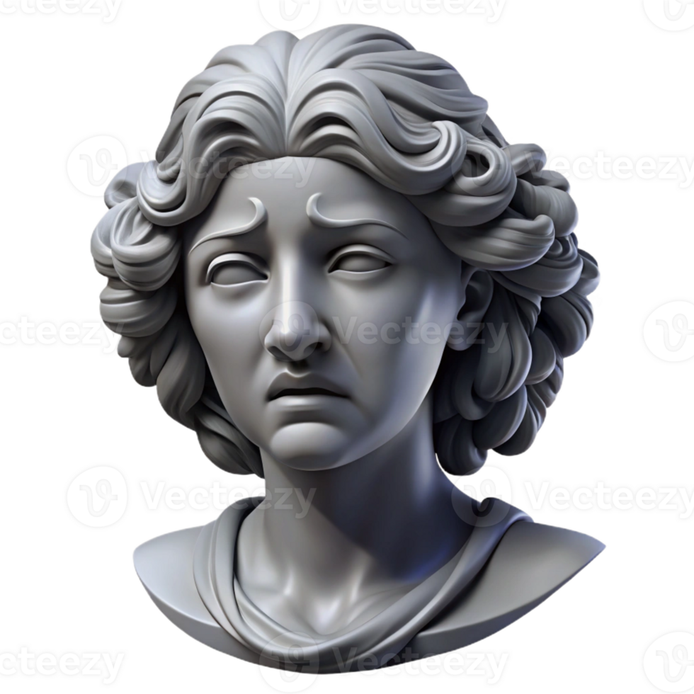 wonderful modern A weeping Niobe transformed into stone, grayscale, classical sculpture style premium png