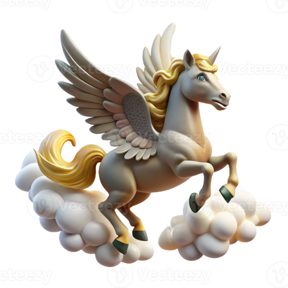 impressive traditional A winged Pegasus soaring through the clouds, celestial lighting, Art Nouveau style 4K png