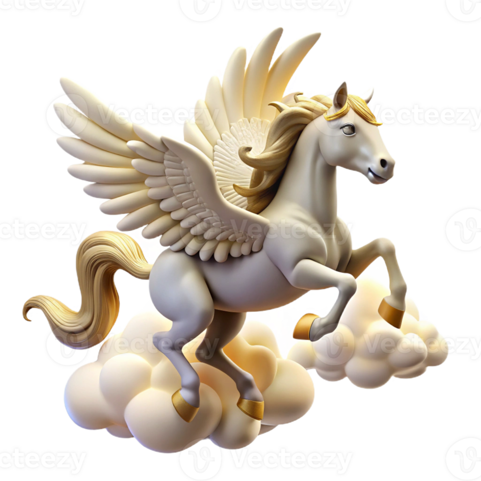 vibrant modern A winged Pegasus soaring through the clouds, celestial lighting, Art Nouveau style 4K png