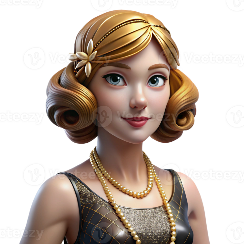 beautiful rustic Portrait of a glamorous woman in a 1920s flapper dress, dramatic spotlighting, Art Deco style original png