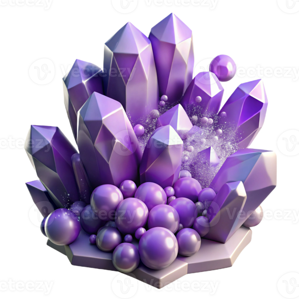impressive creative A cascade of crystalline structures, amethyst and quartz, tumbling through space, lit by a soft, diffuse light genuine png
