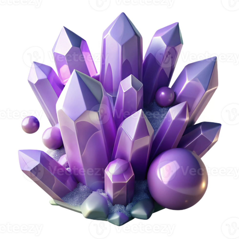 wonderful artistic A cascade of crystalline structures, amethyst and quartz, tumbling through space, lit by a soft, diffuse light professional png
