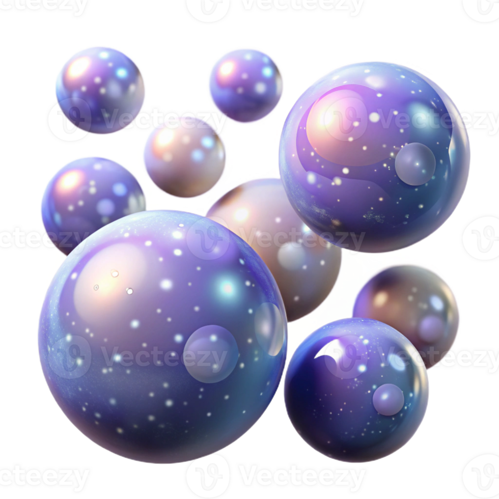 beautiful abstract A field of floating, translucent orbs, each containing a miniature galaxy, with a soft, ethereal glow and a dreamlike atmosphere 4K png