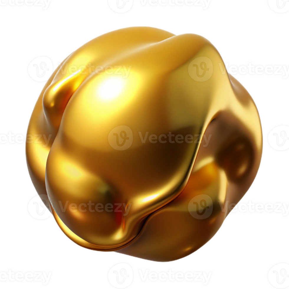 impressive modern Liquid gold forming amorphous shapes, reflecting a distorted image of a celestial body, under a warm, golden light original png