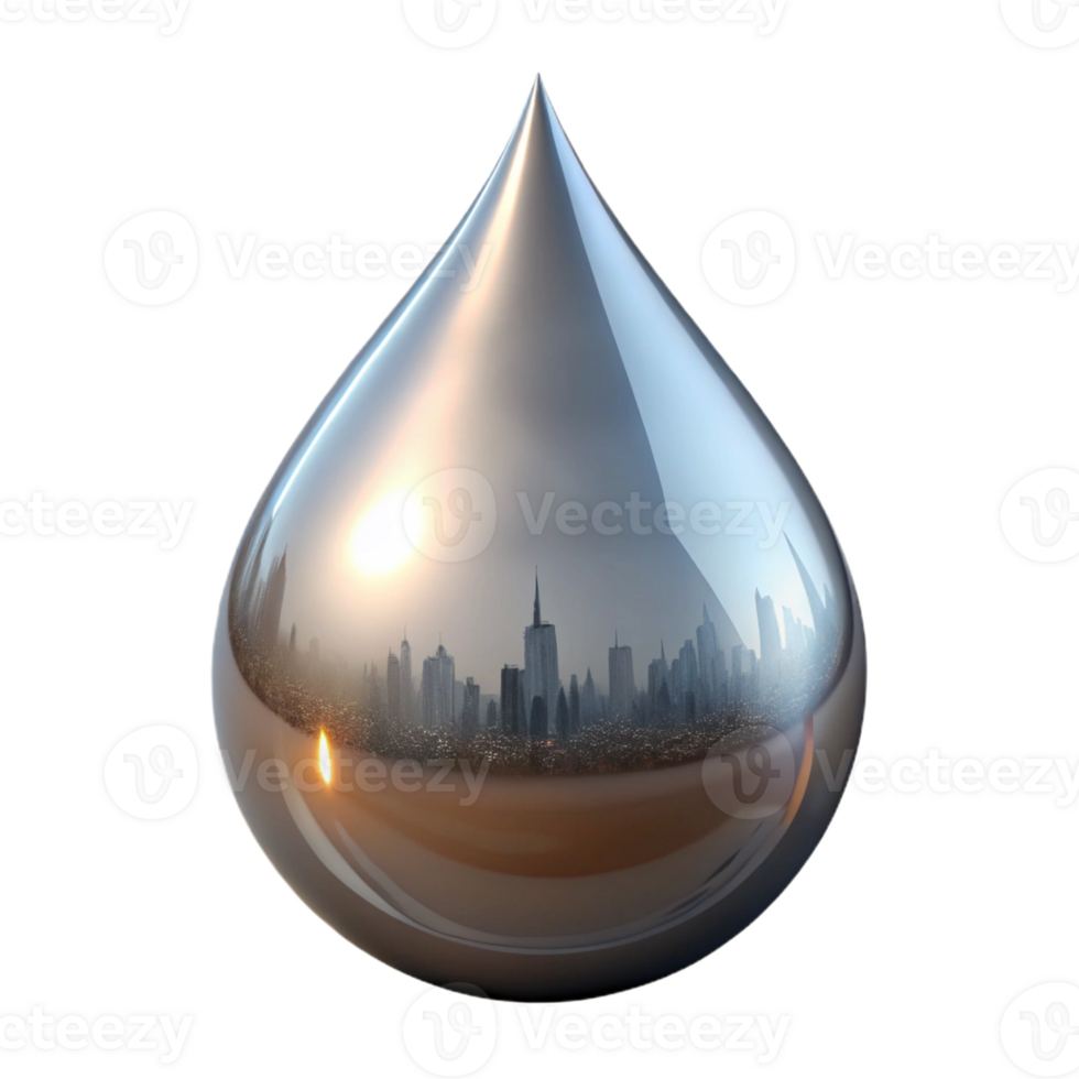 wonderful classic A single, perfect teardrop of liquid mercury, reflecting distorted images of a fractured cityscape, under harsh, directional lighting professional png