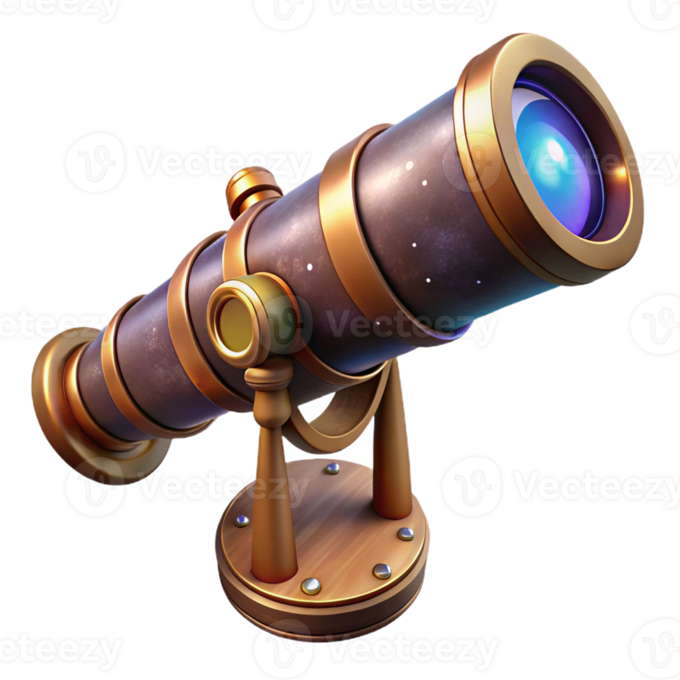 elegant modern A steampunk telescope pointed towards a distant nebula, starlight lighting, science fiction style original png