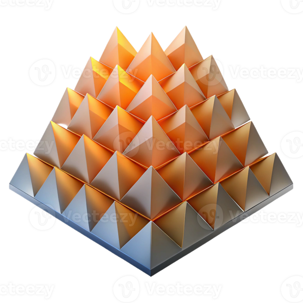 extraordinary abstract A field of tessellated triangles in varying shades of grey, illuminated by a gradient of warm orange light from the bottom, minimalist style, authentic png