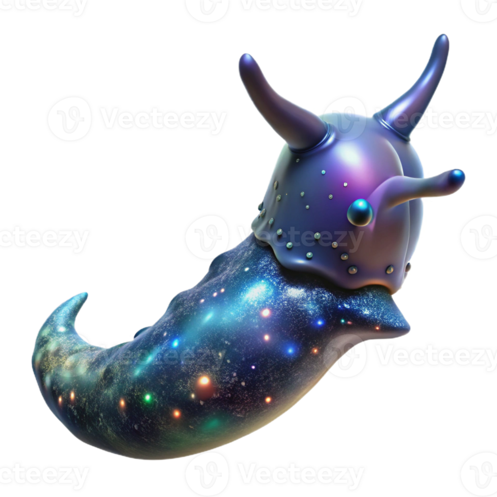 elegant classic A colossal, bioluminescent space slug drifting through a nebula, iridescent scales catching the light of distant stars, cosmic horror style, ethereal lighting original png