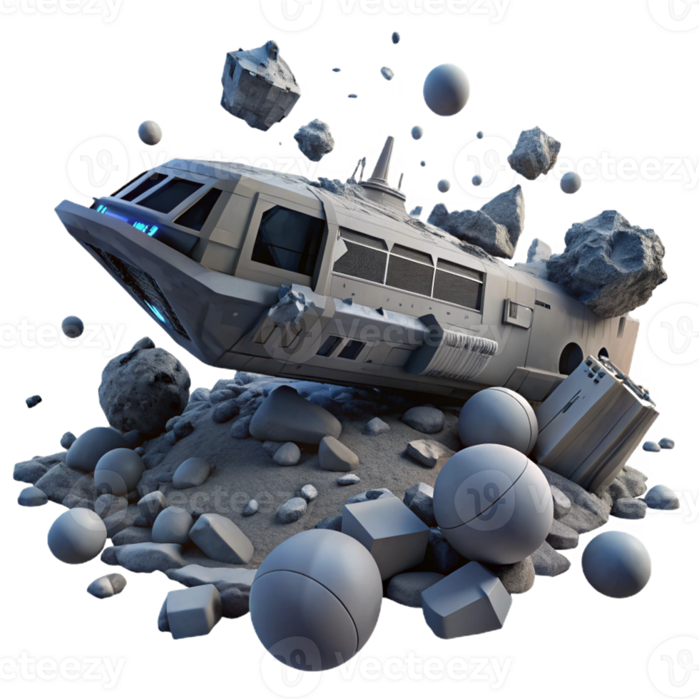 dramatic contemporary A spaceship graveyard filled with decaying vessels, debris floating in zero gravity, dark sci-fi style, dim lighting professional png