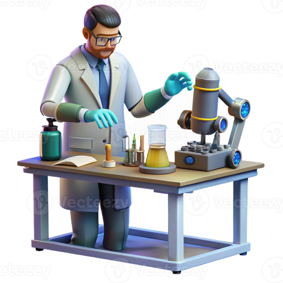 extraordinary artistic A scientist working on a cybernetic arm in a cluttered laboratory, tools and wires scattered around the workbench, biopunk style, cool lighting high quality png