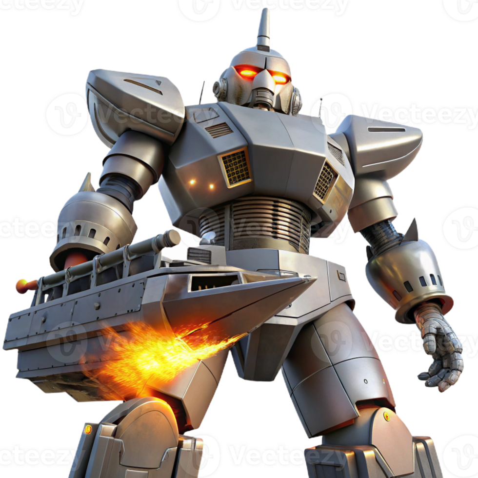 stunning creative A giant robot holding a damaged spaceship in its hand, sparks flying from the ship's hull, mecha anime style, dramatic lighting authentic png