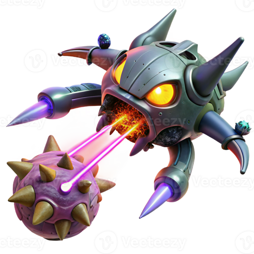 beautiful classic A spaceship battling a giant space creature, lasers and energy blasts filling the void of space, space opera style, dynamic lighting high quality png