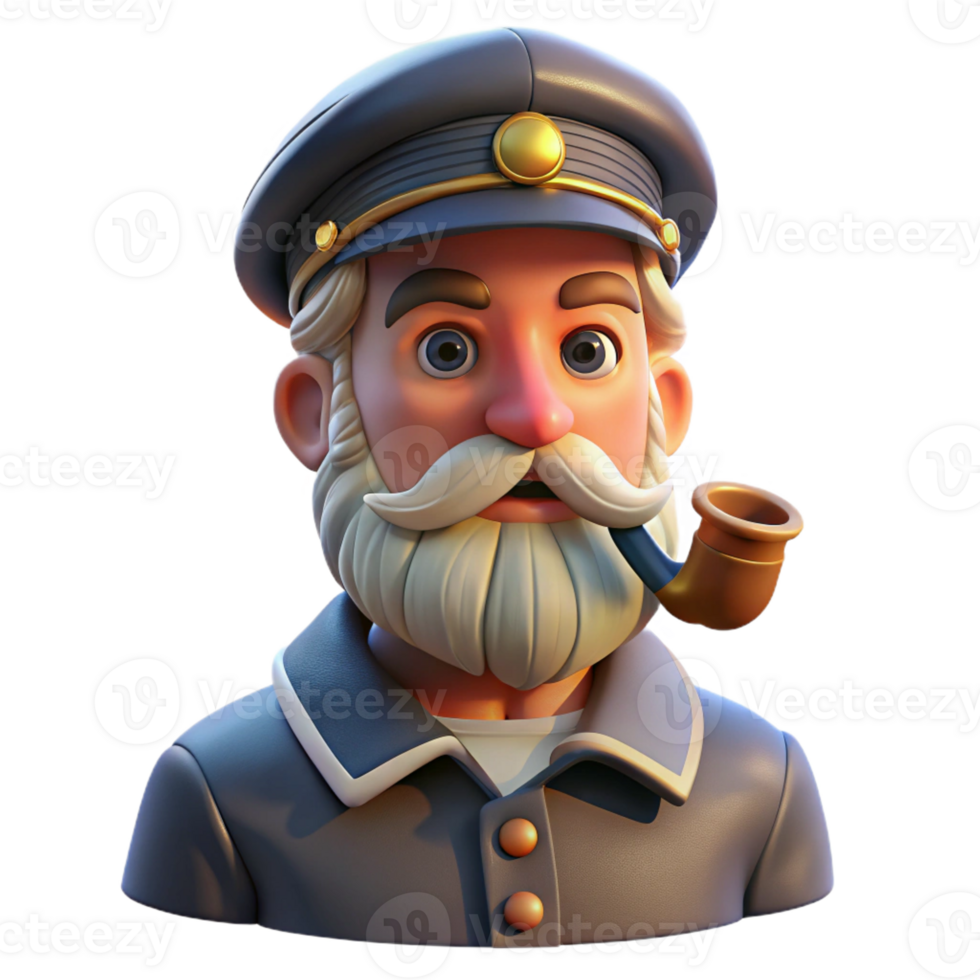 elegant minimalist Portrait of a Weathered Sea Captain with a Lo 4K png