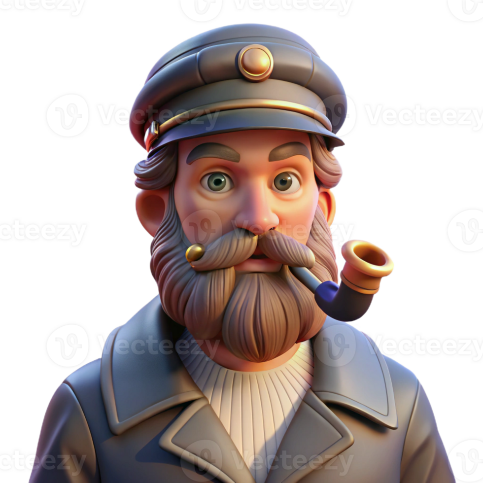 extraordinary classic Portrait of a Weathered Sea Captain with a Lo professional png