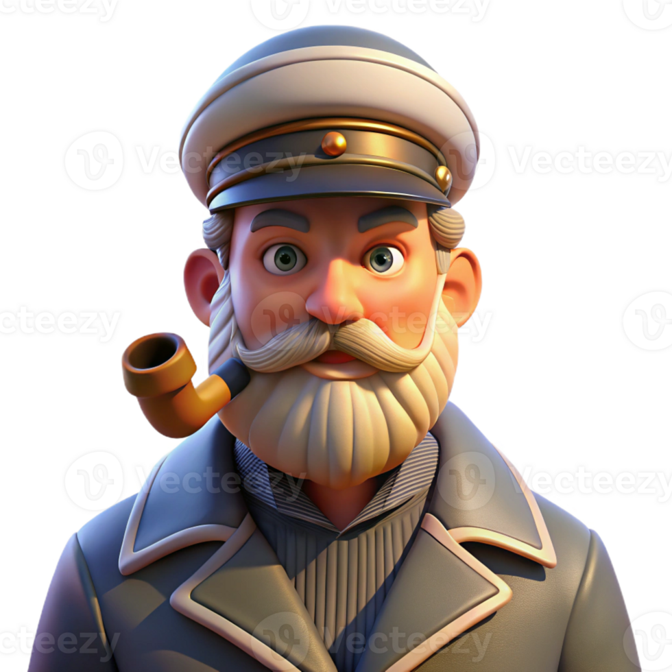 elegant modern Portrait of a Weathered Sea Captain with a Lo exclusive png