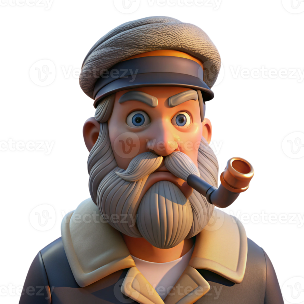 beautiful modern Portrait of a Weathered Sea Captain with a Lo authentic png