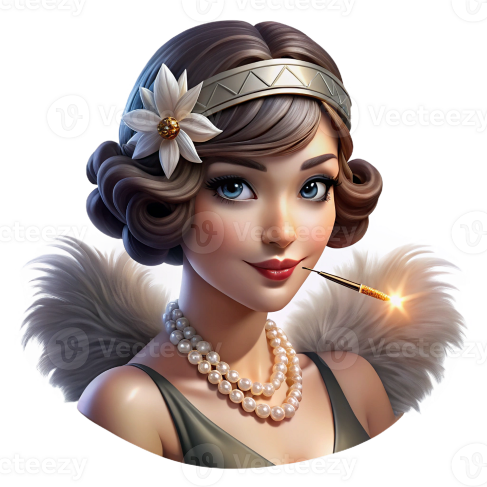 elegant classic Portrait of a Glamorous S Flapper Girl Wi exclusive png