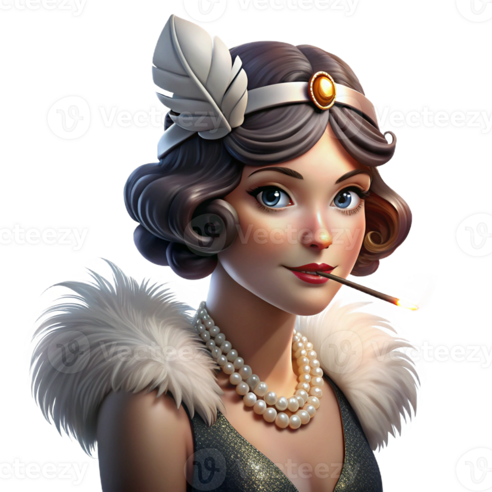 beautiful minimalist Portrait of a Glamorous S Flapper Girl Wi exclusive png