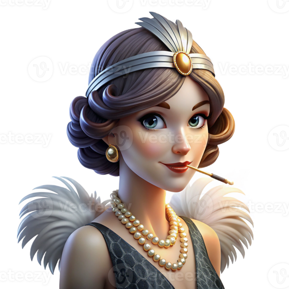 magnificent minimalist Portrait of a Glamorous S Flapper Girl Wi original png