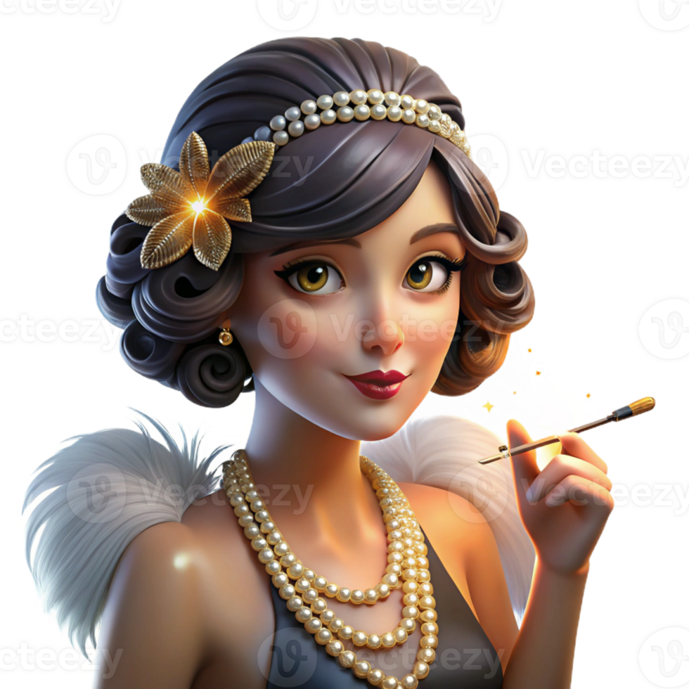 vibrant creative Portrait of a Glamorous S Flapper Girl Wi genuine png