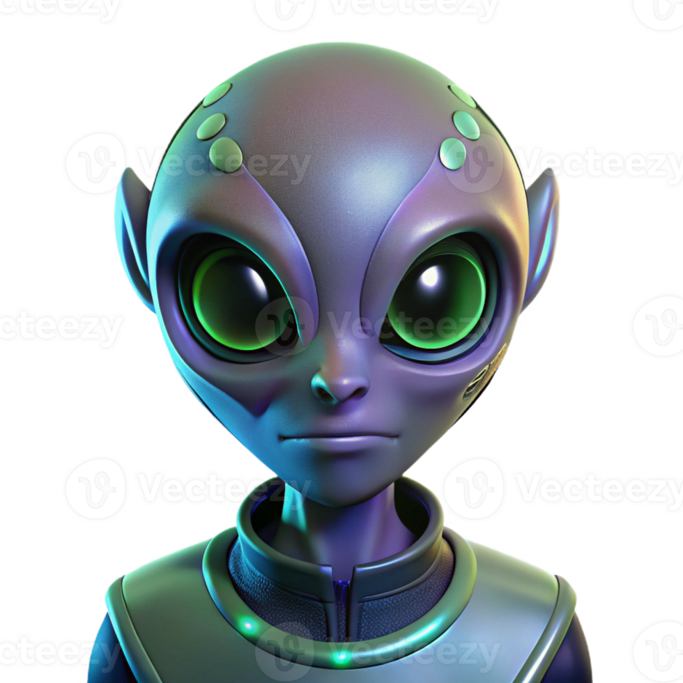 stunning rustic Portrait of a Curious Alien with Large Bla premium png