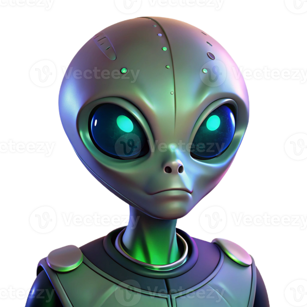 wonderful abstract Portrait of a Curious Alien with Large Bla 4K png