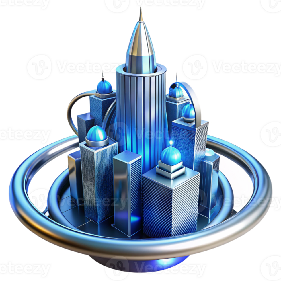 stunning contemporary A Towering Chrome Metropolis Built on The high quality png