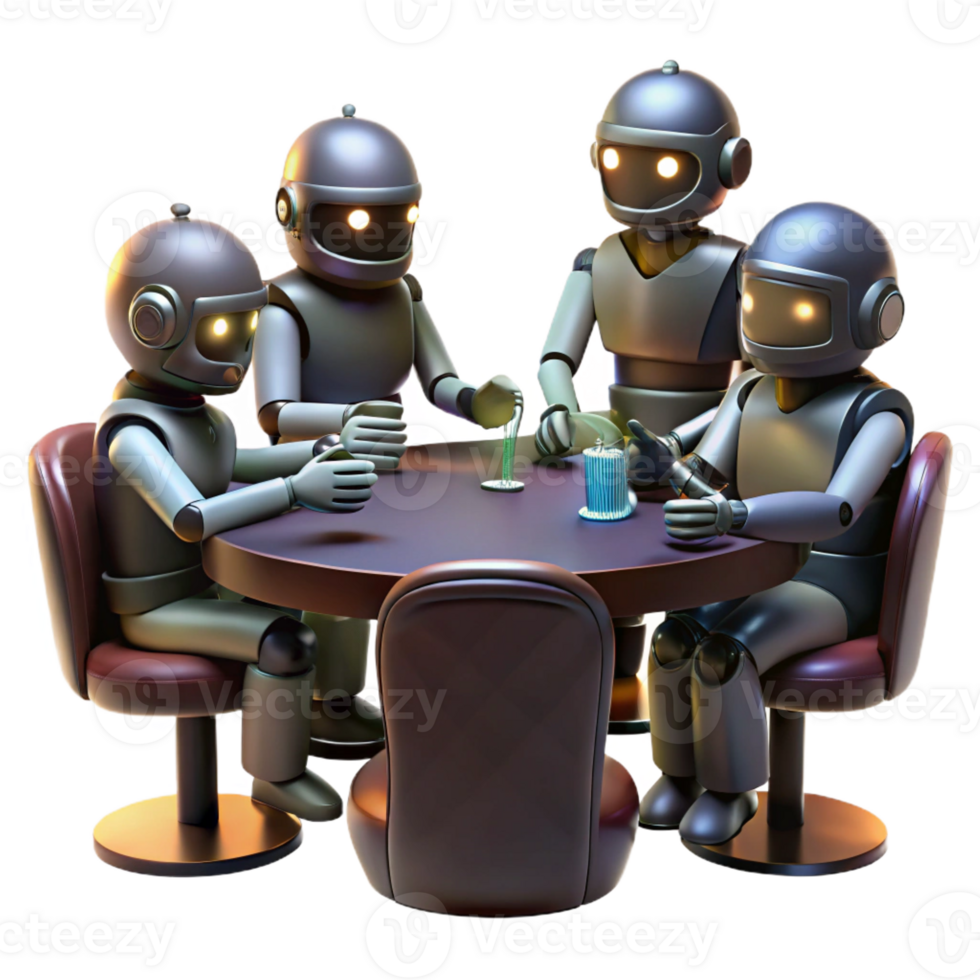 extraordinary classic A Group of Robots Playing Poker in a Dimly genuine png
