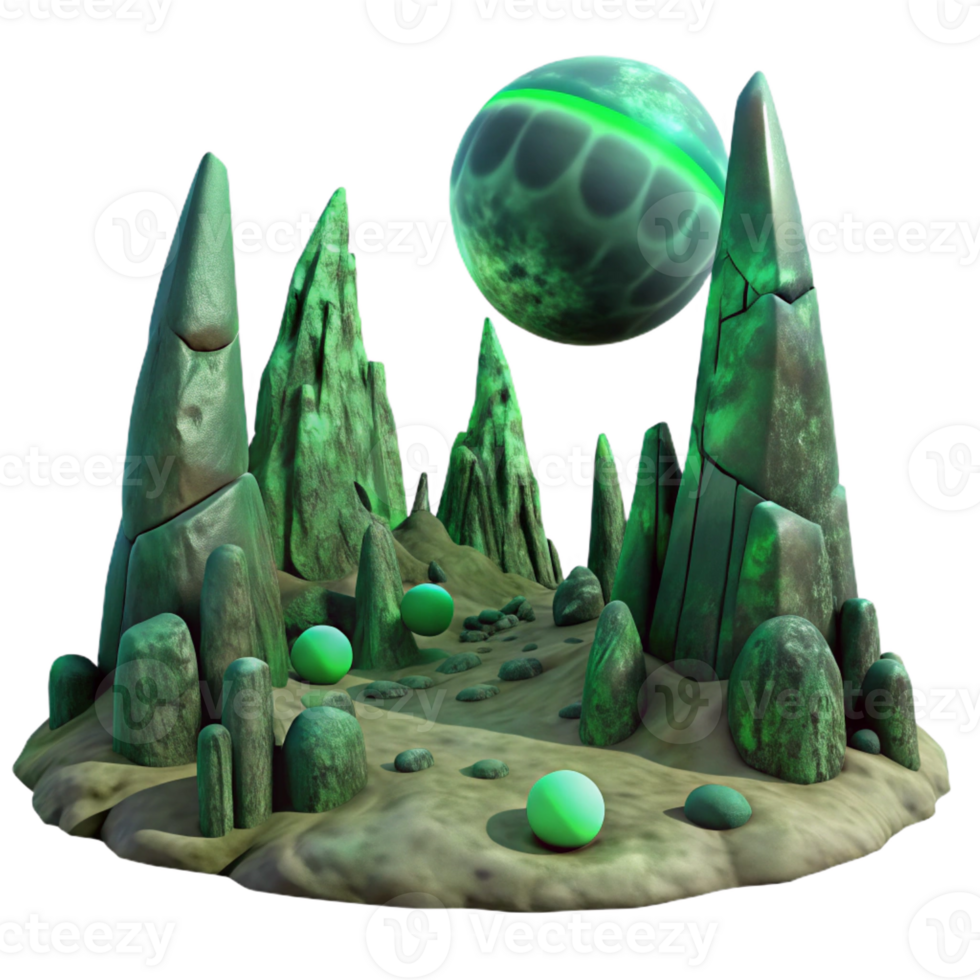 beautiful rustic A Desolate Alien Landscape with Towering Ro premium png