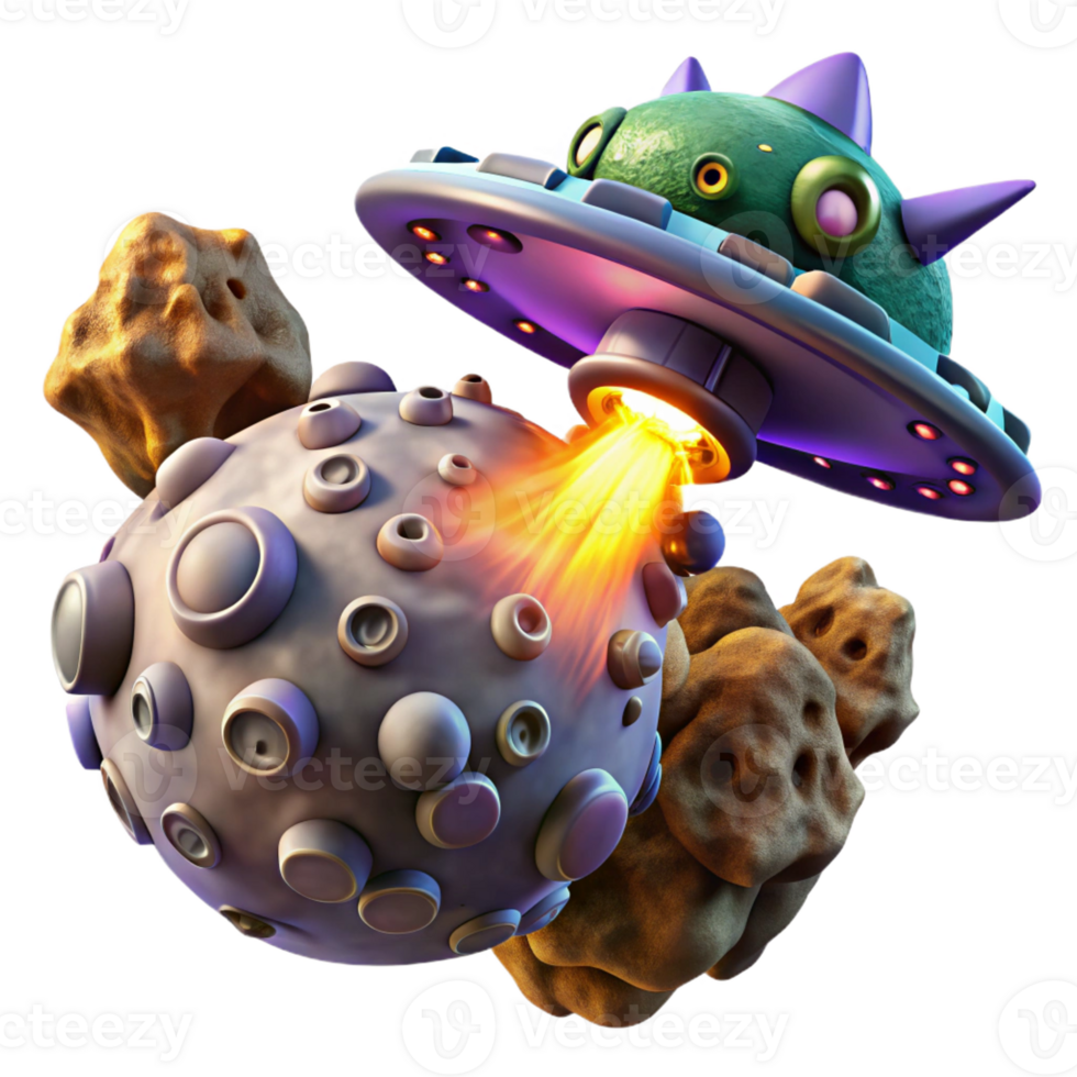 impressive abstract Spaceship Vs. Giant Space Creature original png