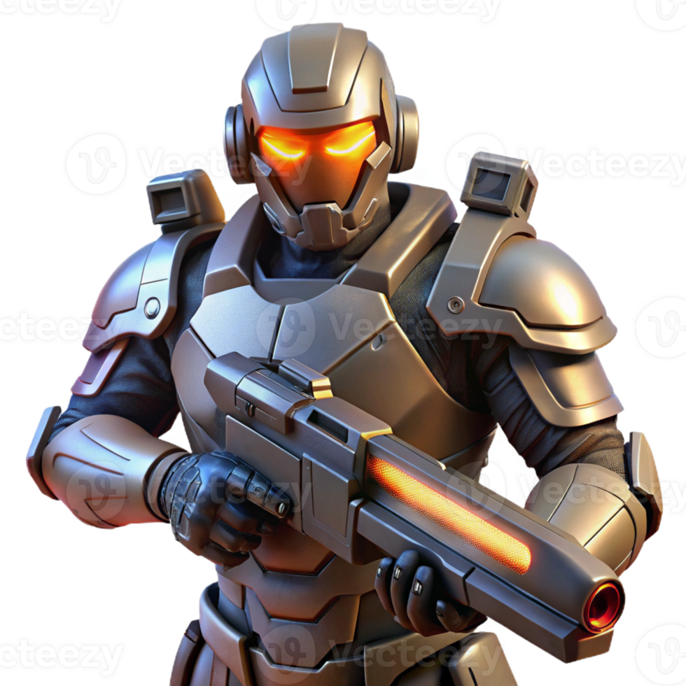 elegant abstract A Futuristic Soldier Wearing Power Armor H authentic png