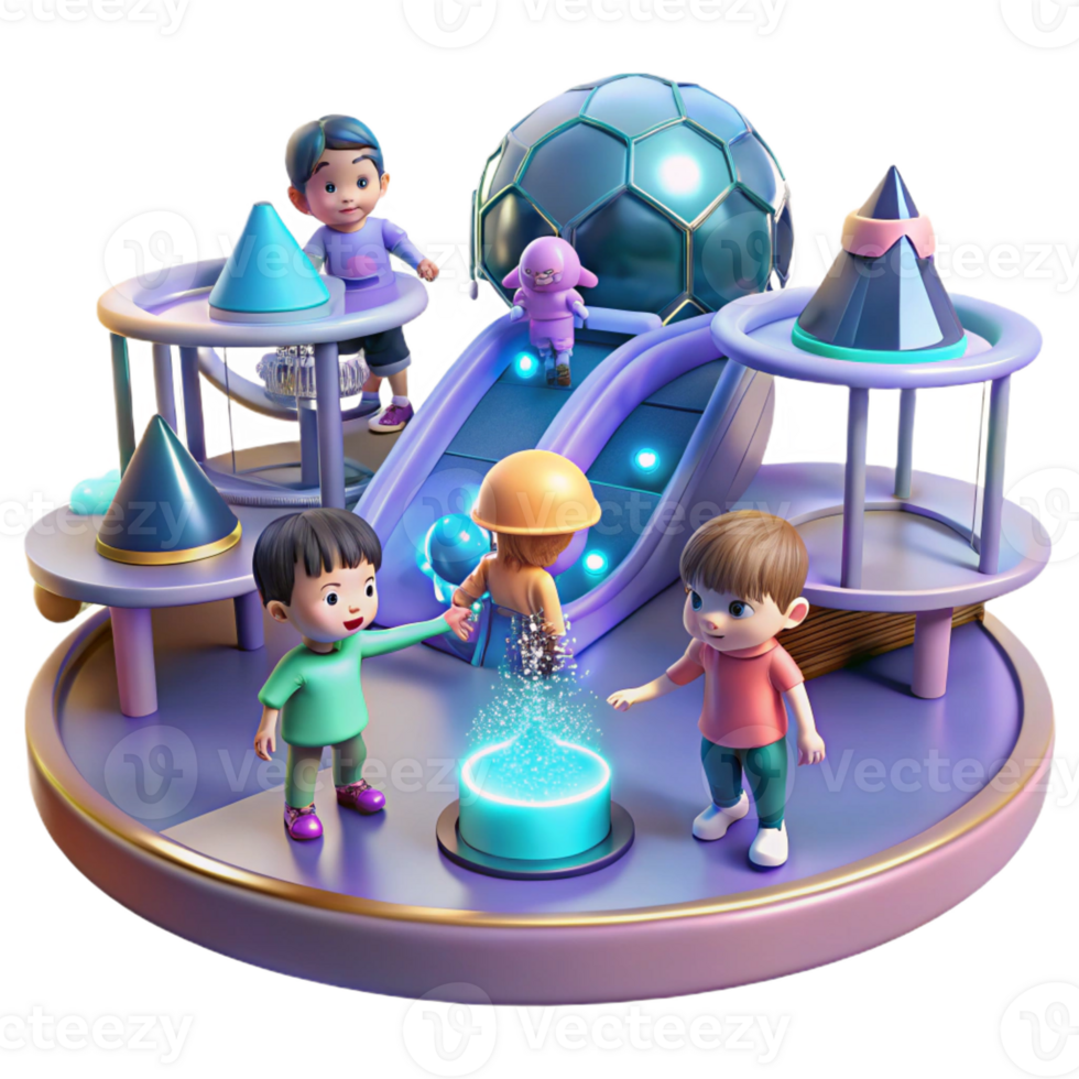 impressive creative A Group of Children Playing in a Futuristic exclusive png
