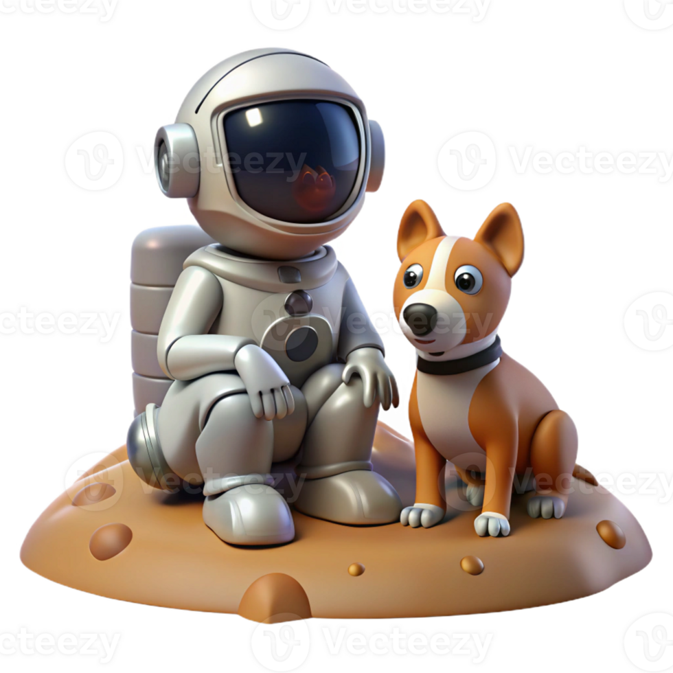 serene creative A Robot Dog Sitting Beside a Lone Astronaut genuine png