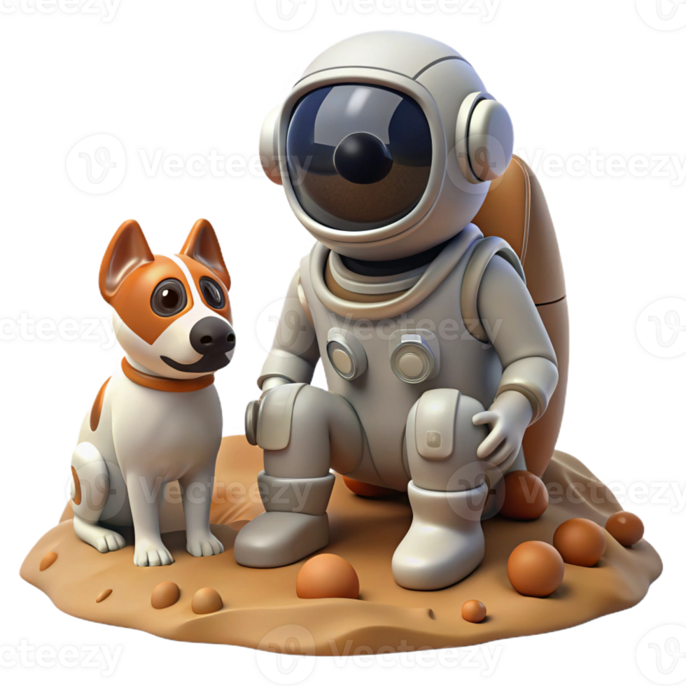 extraordinary contemporary A Robot Dog Sitting Beside a Lone Astronaut premium png