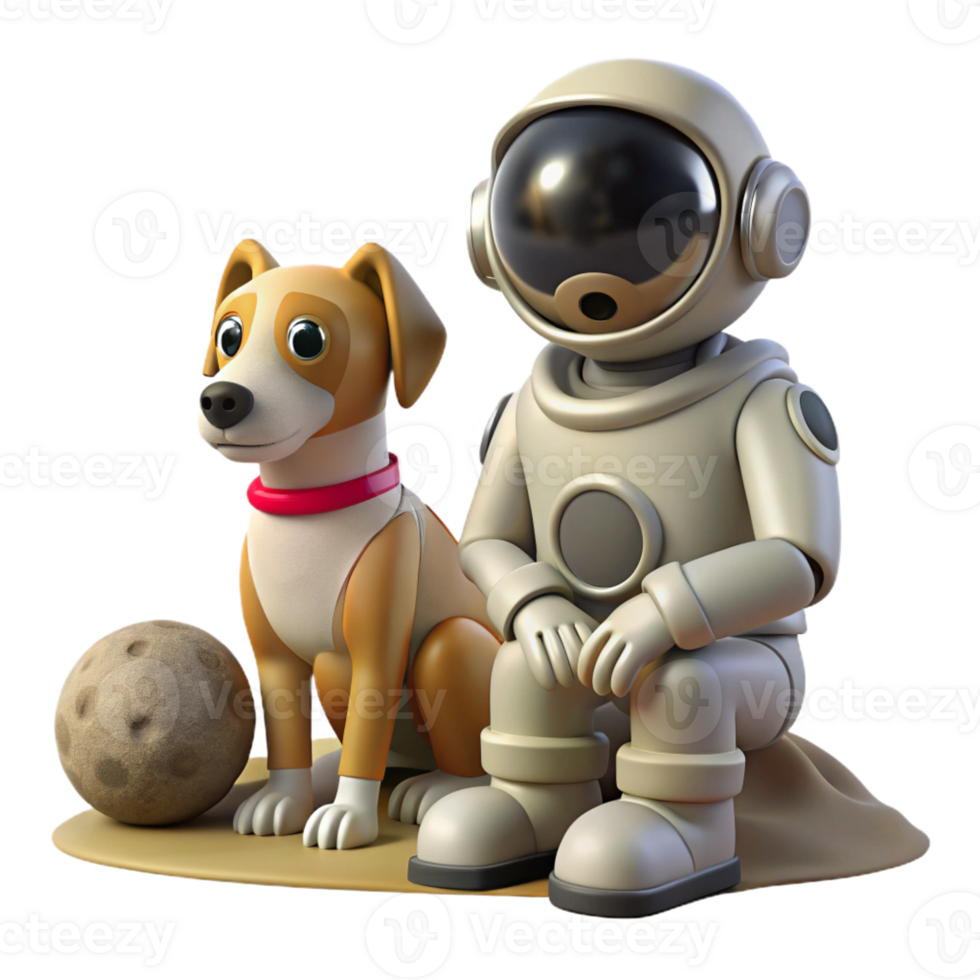 dramatic abstract A Robot Dog Sitting Beside a Lone Astronaut premium png