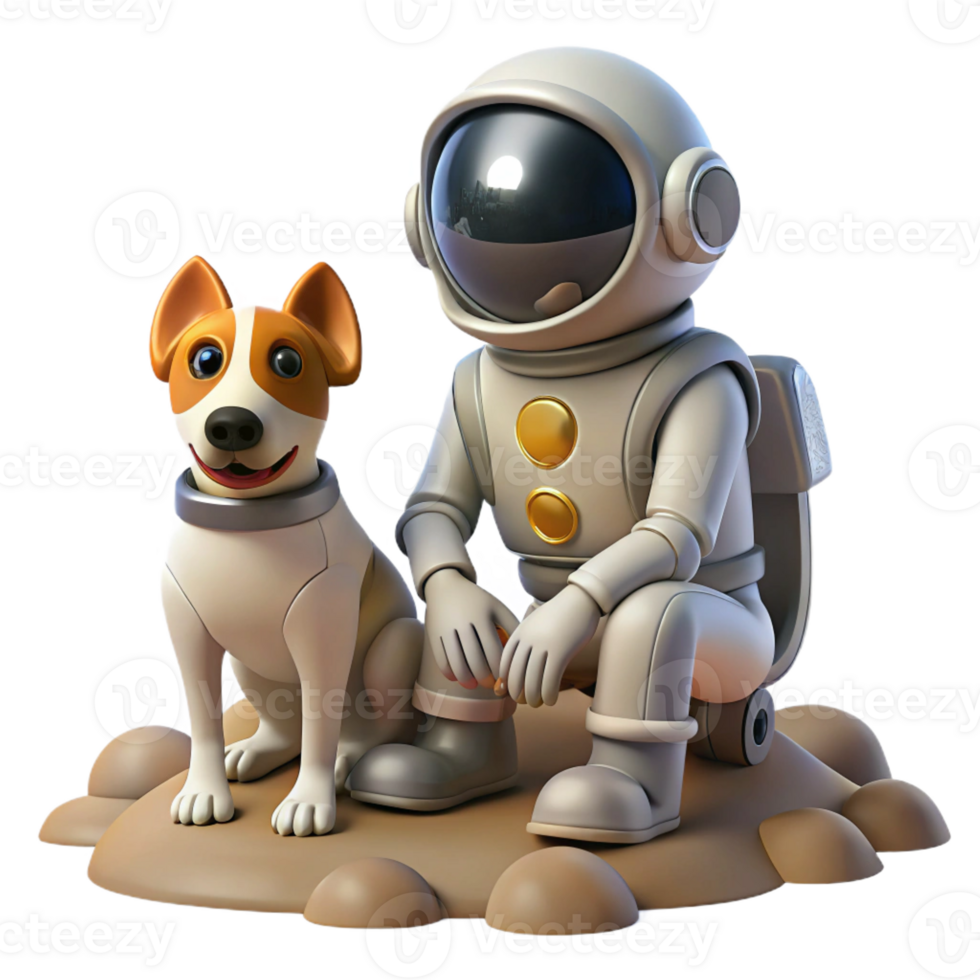 impressive artistic A Robot Dog Sitting Beside a Lone Astronaut professional png
