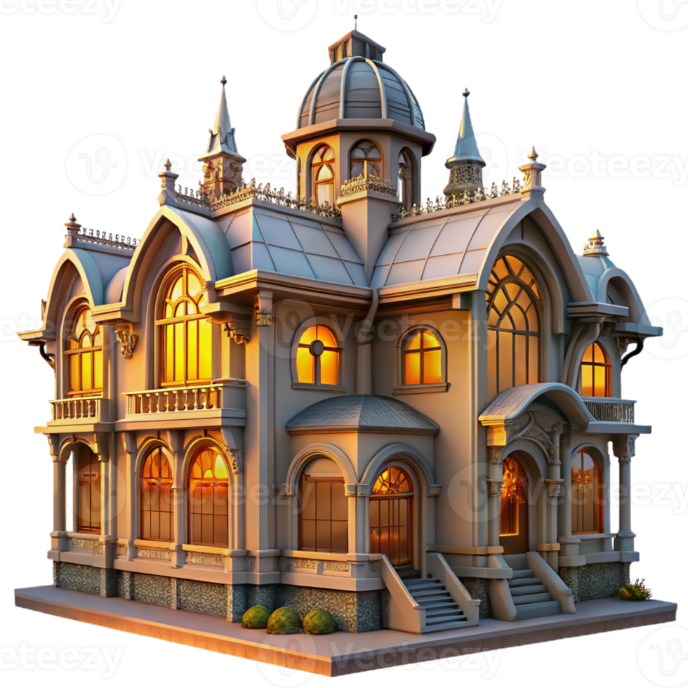 vibrant modern An Intricate Art Nouveau Mansion with Staine png