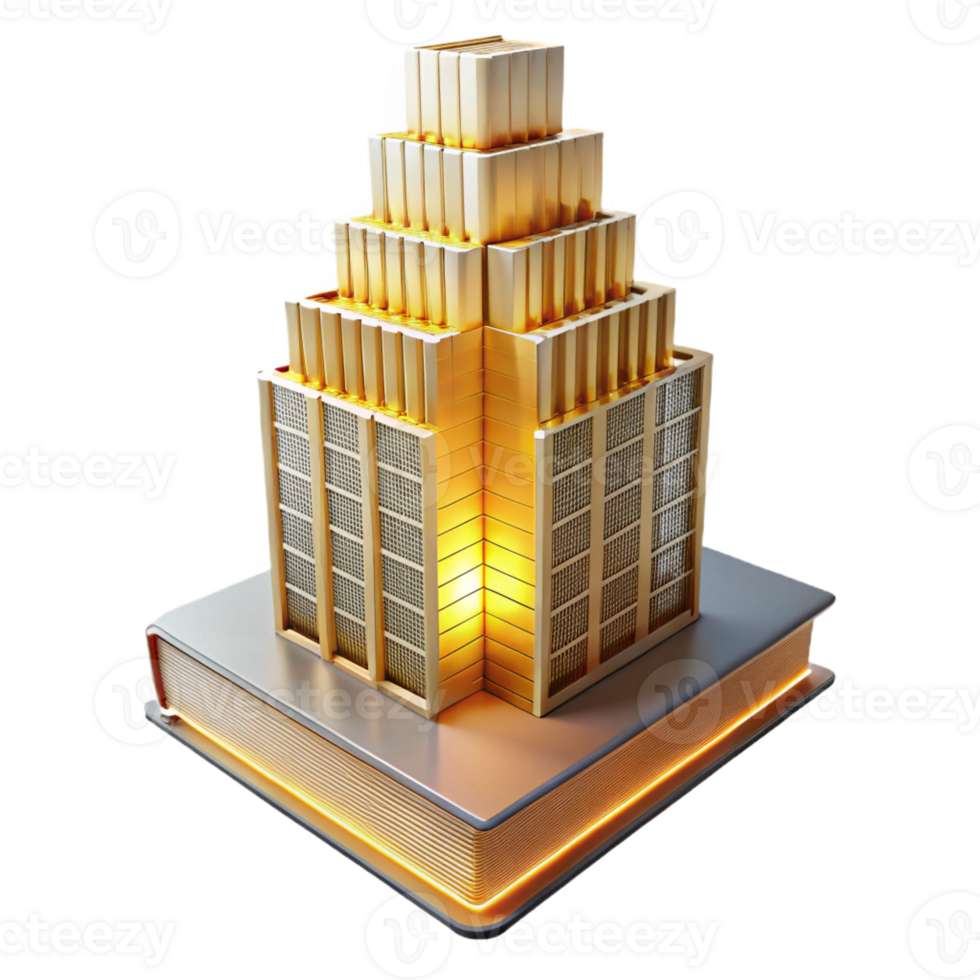 vibrant rustic A Towering Skyscraper Made Entirely of Books authentic png