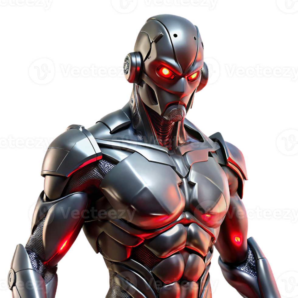 magnificent contemporary Cyborg Warrior Intricate Metallic Body Glo high resolution png