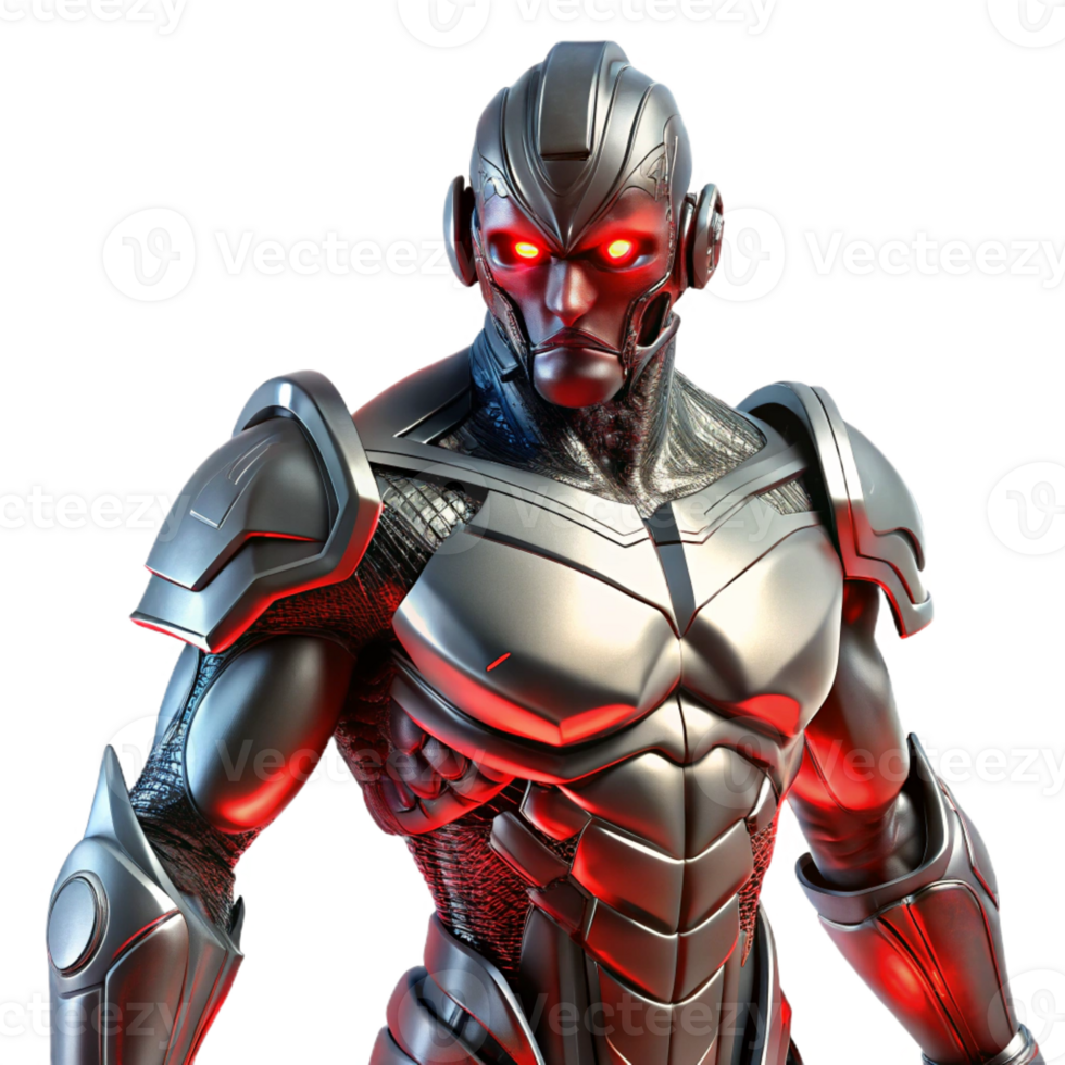 dramatic creative Cyborg Warrior Intricate Metallic Body Glo original png