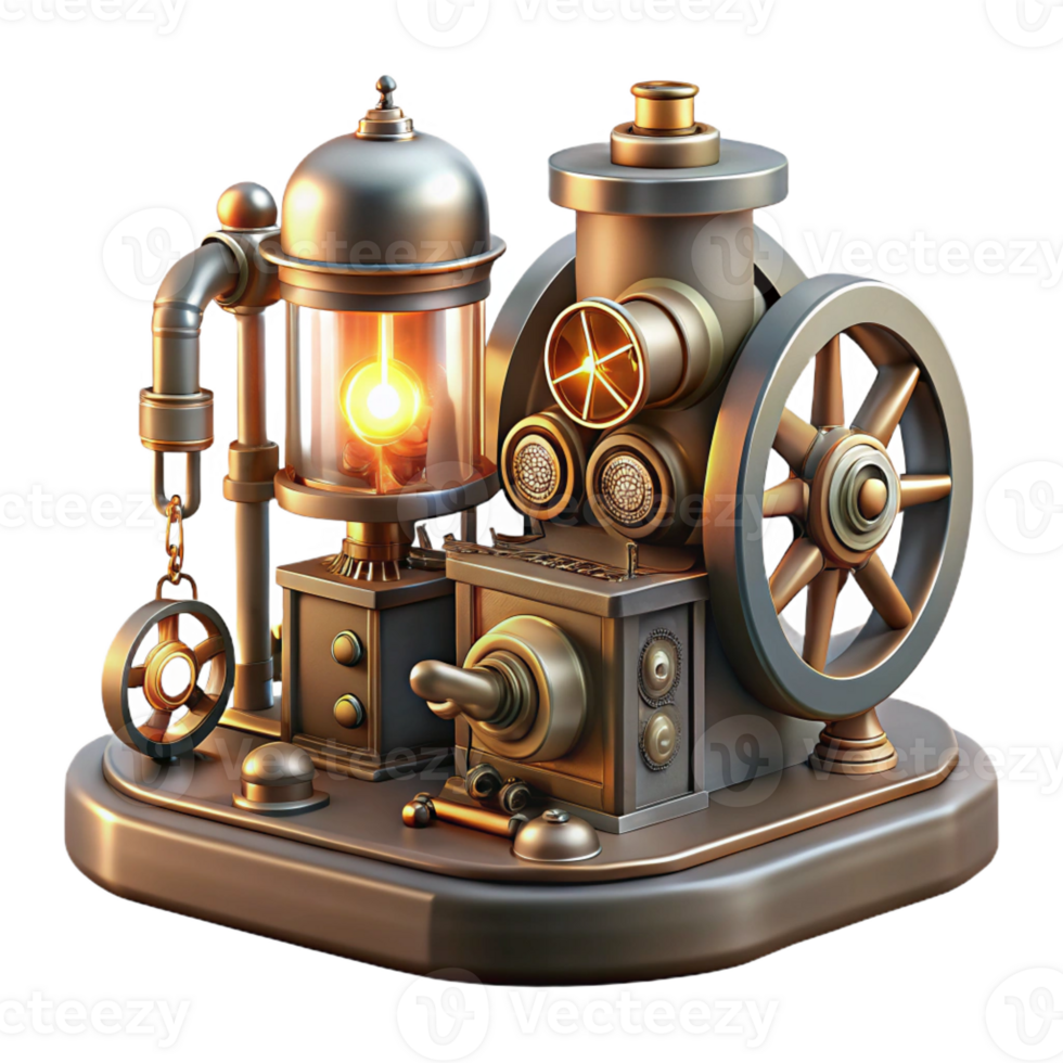 beautiful creative A Complex Steampunk Contraption with Spinn 4K png