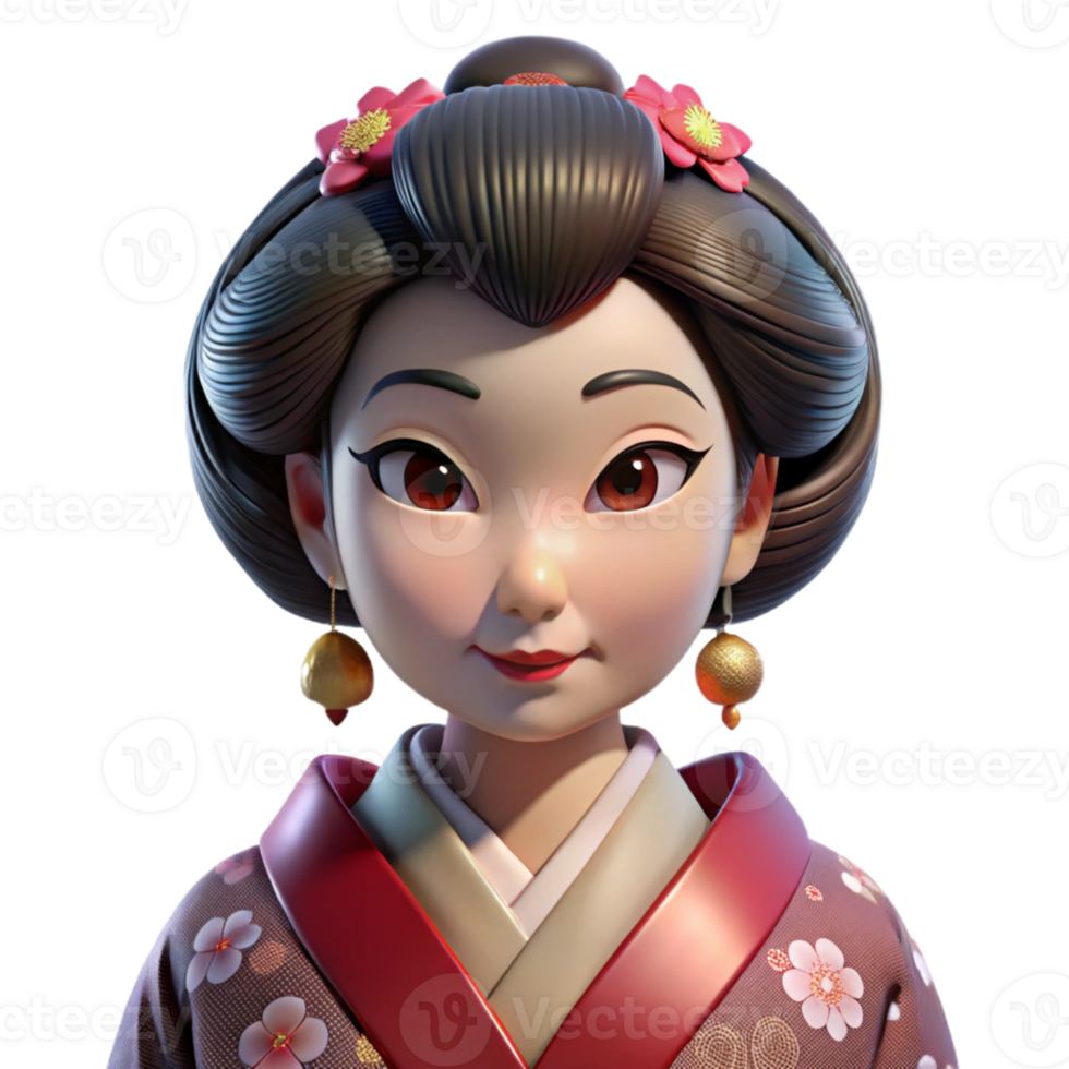 beautiful artistic Portrait of a Geisha with Elaborate Makeup original png