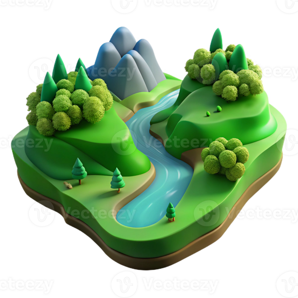 impressive creative A Lush Green Valley with a Meandering River premium png